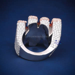 แหวนฮิปฮอปของผู้ชายปรับแต่งได้925เงินสเตอร์ลิงประดับเพชรโมอิสซาไนต์ทรงกลมและบาแกตต์ตัดสำหรับงานแต่งงาน - Product Image 5