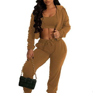 Ensemble de jogging pour femmes en molleton, ensembles personnalisés pour femmes, respirant, grande taille, vêtements de mode pour femmes, ensemble de survêtement, ensemble de jogging décontracté 3 pièces - Product Image 1