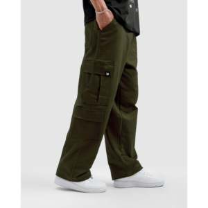 Pantalon cargo vert olive en toile - Product Image 1