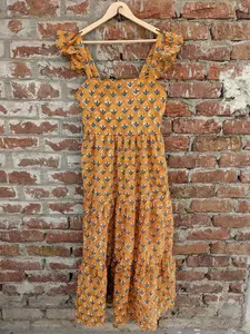 Robe imprimée bloc à la main tuniques indiennes robe longue en coton indien - Product Image 2