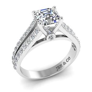 Top Trending Asscher y Round Diamond 925 Silver Split Shank Anillo de compromiso Moda de lujo para mujeres a precio mayorista - Product Image 3