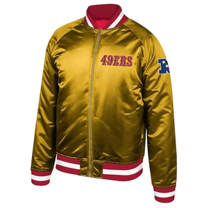 Veste universitaire d'hiver personnalisée pour homme NOORX SPORTS, tissu satiné 100% polyester, respirant, col montant, coupe régulière, boutons recouverts - Product Image 1