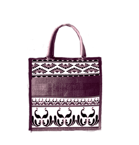 Sac fourre-tout en jute écologique avec impression à la mode et poignée de bande de sangle de coton avec abordable? - Product Image 1