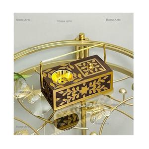 Superior Quality <b>Wood</b> And Metal Mabkhar Designer Customized Shape Bakhoor <b>Burner</b> With Box And Metal Handle - Product Image 3