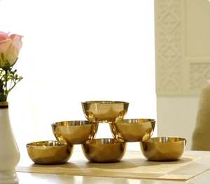 Kansa Katori Laiton Globe Bronze Bols Élégant Plain Esthétique Métal Dîner et Lunchware - Product Image 4