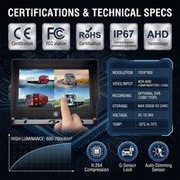 Moniteur tactile capacitif 7 pouces | Démarrage rapide | Prise d'aviation à 4 broches | Enregistreur DVR 1080P | Système de tablette à 4 écrans pour camion et fourgonnette