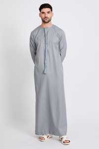 2025 nuevo modelo de ropa islámica para hombres, transpirable, Thobe saudí, elegante accesorio musulmán tradicional para musulmanes, algodón de manga larga - Product Image 6