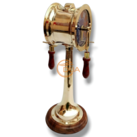 Télégraphe de commande de moteur de bateau en laiton antique et bois, plaqué or, poli, 6 pouces, décoratif nautique, objet de collection