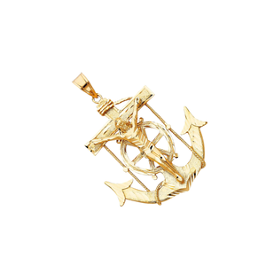 Impresionante Colgante de Cruz Cristiana de Jesús Chapado en Oro Amarillo de 14k, Joyería de Moda para Niños, Mujeres y Hombres, Diseño Clásico de Cobre - Product Image 5