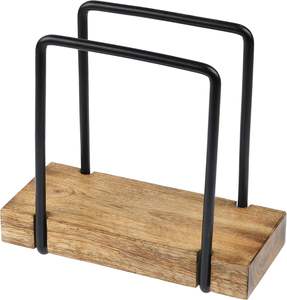 Porte-serviettes de ferme moderne Porte-serviettes vintage debout pour tables Base en acier et en bois Décoration de cuisine et de salle à manger - Product Image 3