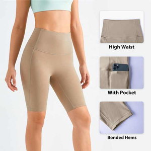 Shorts Deportivos de Yoga para Mujer, Antiarrugas, de Spandex/Nailon, Cintura Alta, Levanta Glúteos, con Bolsillo Lateral, Personalizados - Product Image 5