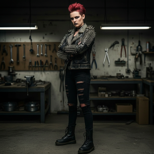 Blouson de moto en cuir noir avec revers pyramidaux et longues pointes, blouson en cuir à épaules à pointes coniques - Product Image 6