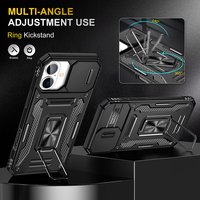Coque de téléphone antichoc hybride TPU+PC avec béquille et protection intégrale de l'appareil photo Rugged Armor pour 16 Plus/15/14