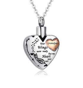 Grandpa Stainless Steel Cremation <b>Urn</b> <b>Necklace</b> <b>for</b> <b>Ashes</b> Heart <b>Ash</b> Holder Pendant Cremation Jewelry <b>Ashes</b> <b>for</b> Women Custom Size - Product Image 5