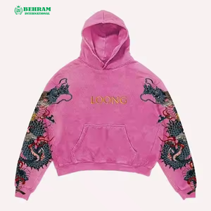 Heavyweight Streetwear 2026 Oversized <b>Acid</b> Washed Blank Unisex Hoodie <b>Drop</b>-Shoulder Fleece/French Terry 100% Cotton Sweatshirts - Product Image 4