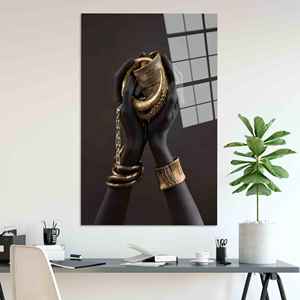 Impresión en Lienzo de Mujer Africana Elegante con Joyas de Oro: Decoración Moderna para Pared, ARTE EN VIDRIO TEMPLADO - Product Image 1