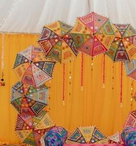 Sombrilla Decorativa de Tela de Algodón con Diseño de Bordado Tradicional Indio, Elegante, para Bodas y Diwali - Product Image 2