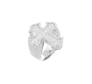 แหวนทองคำขาว7.00กะรัต vcarat VS Moissanite แหวนกลม & บาแกตต์ตัดเพชรแหวนหมั้นฮิปฮอปสำหรับผู้ชาย925เงินสเตอริง - Product Image 3