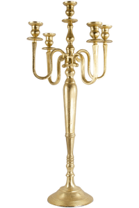 Best Selling Modern New Design Gold Finished 5 Arm Candelabra Metal Aluminum <b>Candle</b> Stand Customized Size Wedding Table Decorate - Product Image 3