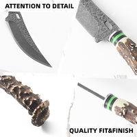 Couteau de chasse à lame fixe en acier 3Cr13 forgé, manche en bois de cerf POM, couteau de survie pour le camping en plein air avec étui en nylon