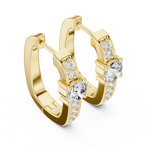 Classic Solitaire Round Lab Grown Diamond <b>Huggie</b> Hoop Earrings 14K 18K <b>Solid</b> <b>Gold</b> E VVSVS Wedding Earring Fine Jewelry For Women - Product Image 4