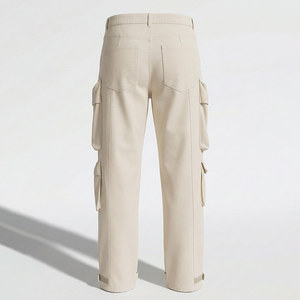 Pantalon cargo décontracté pour homme 100% coton, taille mi-haute, séchage rapide et anti-plis, style utilitaire classique, marque privée disponible - Product Image 2