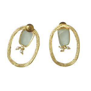 Pendientes de Latón al por Mayor, Diseño de Piedra Natural en Bruto, Acabado de Latón Antiguo, Pieza de Moda, Venta al por Mayor - Product Image 2