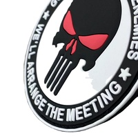 Parche de Goma Circular con Diseño de Calavera Punisher en Relieve 3D, Parche Táctico para Coser, Diseño Rojo y Blanco