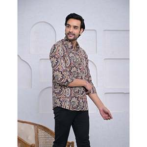 Chemise pour homme, 100% coton, imprimée avec des motifs floraux à pois, décontractée, manches longues, options de tissu popeline Oxford, fabrication ODM/OEM - Product Image 3