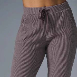 <b>Womens</b> Ribbed Jogger Pants with Pockets High-Waisted Stretchable Joggers with Elastic Waist and Ribbed Texture - Product Image 5