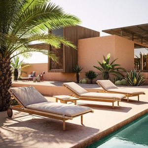 Tumbona duradera con garantía de tres años, Teslin cojín, diseño moderno, respaldo reclinable ajustable, asientos plegables para Patio, MDF - Product Image 4