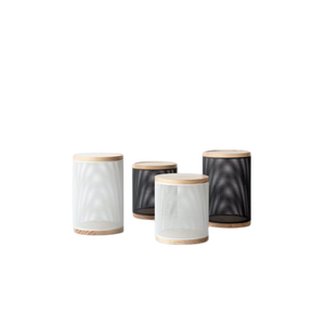 Taburete de almacenamiento de malla de estilo industrial moderno con cubierta de madera para muebles de sala de estar o decoración de apartamentos - Product Image 1