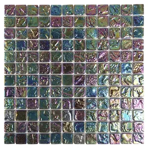 Multicolor 1x1 rejilla Beachwalk Glass Swimming Pool Tile para ducha Wall Backsplash - Product Image 1
