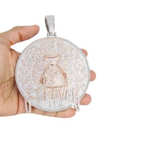 Colgante de diamante personalizado S925 plata letra/logo/nombre moissanita helada 18K chapado en oro rosa para rapero Hip Hop joyería cubana - Product Image 3