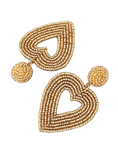 Boucles d'oreilles pendantes en forme de cœur en or de luxe faites à la main pour femmes élégantes Dernière broderie perlée à la mode dans un style multicolore par glowin fashion - Product Image 1