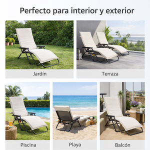 Coussin de chaise en polyester durable 164x50x4cm, rembourré en mousse, avec housse amovible à fermeture éclair et attaches pour usage extérieur - Product Image 5