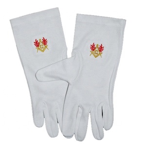 Gants maçonniques 100% coton brodés pour hommes et femmes, doigts complets, écologiques, compatibles écran tactile, logo personnalisé, usage professionnel, toutes saisons - Product Image 2