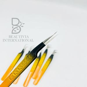 Pinzas de extensión de pestañas sostenibles al por mayor lisas de dos tonos personalizables con etiqueta privada y Punta puntiaguda - Product Image 5