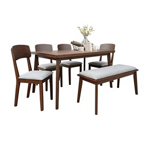 En stock : Table et chaises de salle à manger JPS 335985, design moderne en bois de caoutchouc, haute durabilité, fabrication Malaisie - Product Image 1