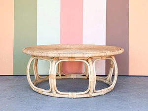 Round Natural Rattan Modern Luxury <b>Coffee</b> <b>Table</b> for Living Room - Product Image 2