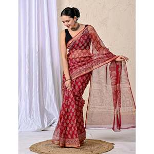 Sari en mousseline imprimé Kota Doriya avec chemisier - Product Image 5