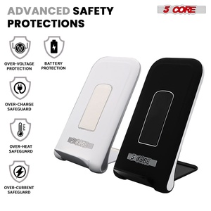 5 Core Wireless Charging Stand 2 Pieces 10W Fast Wireless Charger Station with <b>Sleep</b>-Friendly <b>Light</b> - Product Image 3