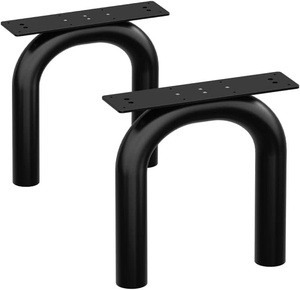 Pieds de table en métal en forme de U noir (2PCS) Pieds de table basse et de banc robustes du milieu du siècle - Product Image 1