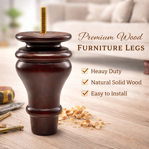 Classic Turned <b>Wooden</b> Furniture <b>Leg</b> Brown Finish Solid Wood <b>Sofa</b> Table Bed <b>Leg</b> OEM Custom Manufacturer Factory - Product Image 1