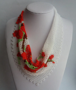 Collier de fleurs perles colorées bijoux perlés délicats femmes écharpe fleurs rouges collier de perles cadeau pour elle collier fait main - Product Image 2