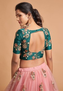 Lehenga Choli – tissu brodé en tulle pour femme, vêtement de mariage ethnique indien, dernière collection - Product Image 5