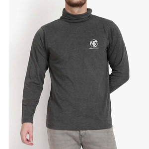 Breathable <b>Stretch</b> Fabric Raised Neck Pullover with Simple Design for Casual <b>Men</b> Turtle Neck <b>Shirt</b> - Product Image 1