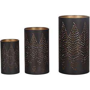 Vente chaude Fer Votive Bougeoir Forme Ronde De Luxe Perforé Noir Votive Bougeoir En Verre Décor À La Maison - Product Image 2