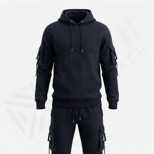Ensemble de survêtement pour homme personnalisé, sweat-shirt à capuche 100% coton, tissu respirant, logo, course à pied, athlétique, salle de sport, fitness, personnalisé - Product Image 1