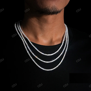 Chaîne Tennis Iced en Argent Sterling 925 Plaqué Or avec Moissanite VVS 4mm 20 Pouces, Testée au Diamant, Style Hip Hop Classique, Certifiée GRA - Product Image 5